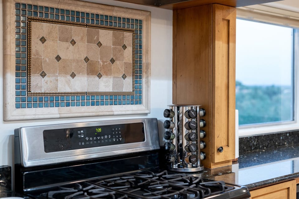 Double Range Oven with Spices, Olive Oil and Salt and Pepper