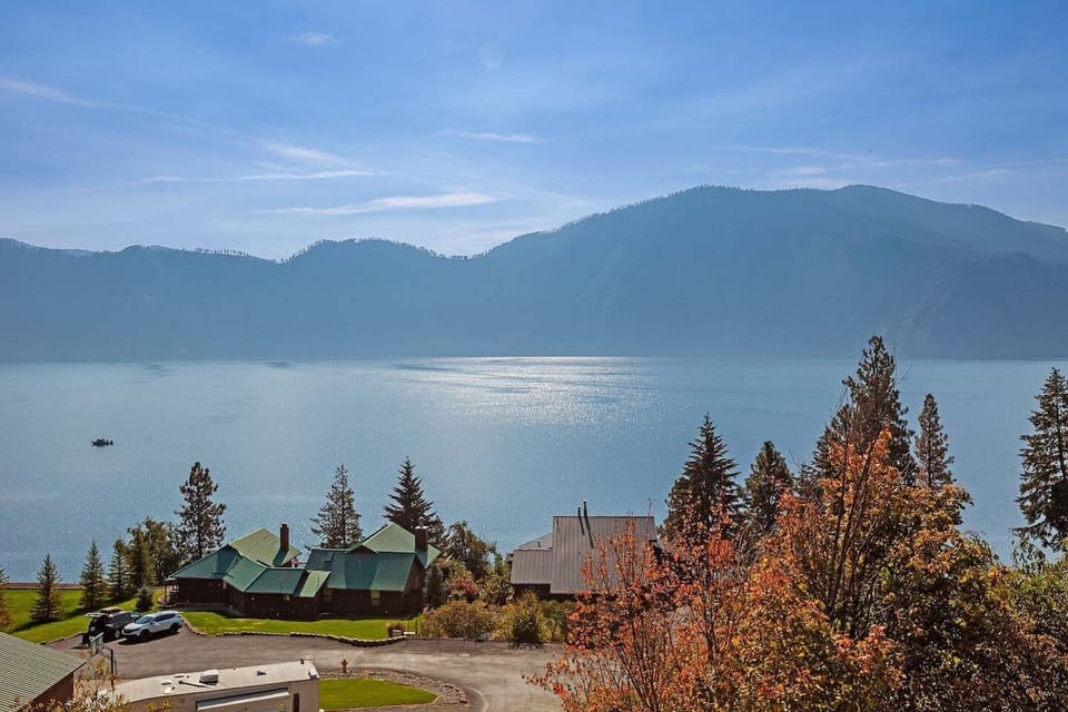 Beautiful view from the living/dining area from a large picture window