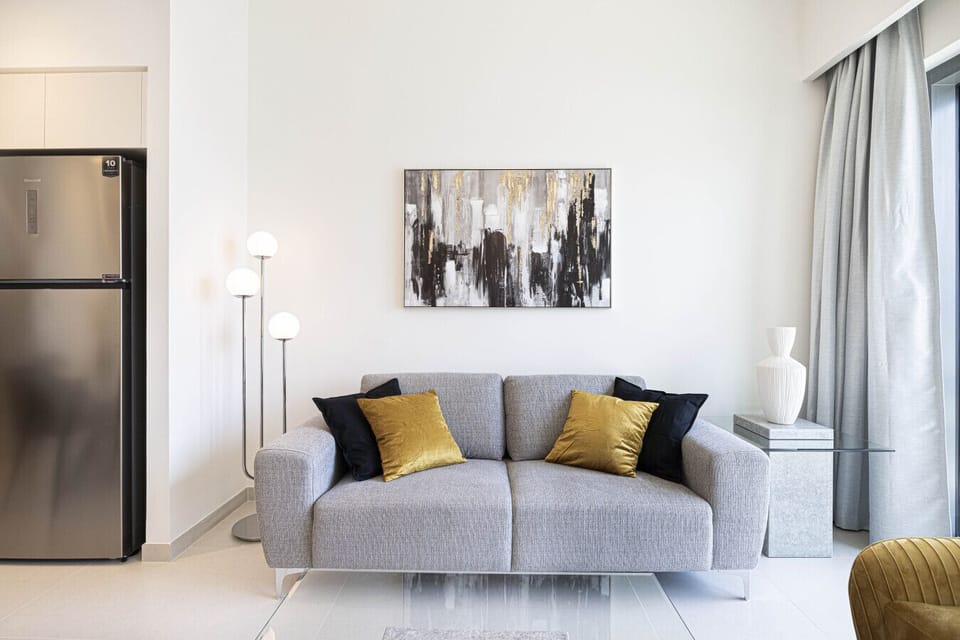 Sitting area with plush sofa