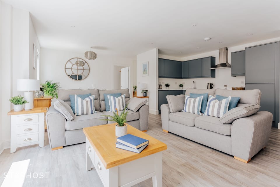 Chic furnishings and inviting textures make this living room a true sanctuary.