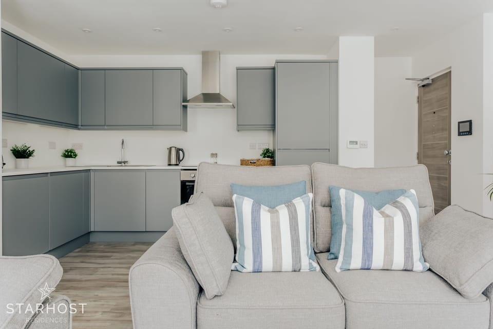 This open living space is the social hub of the apartment