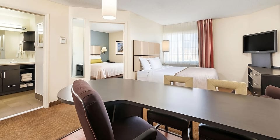 Spread out comfortably with a roomy layout for work and rest.
