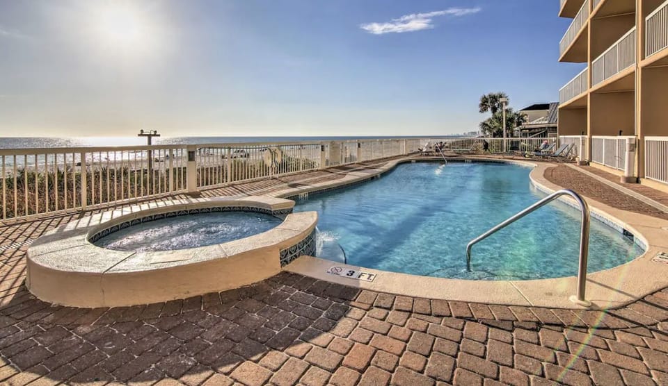 Hot tub, heated pool and one unheated pool.