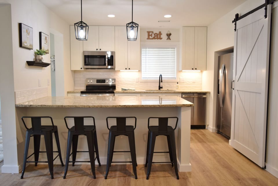 Gather around the breakfast bar to enjoy that first cup of coffee!