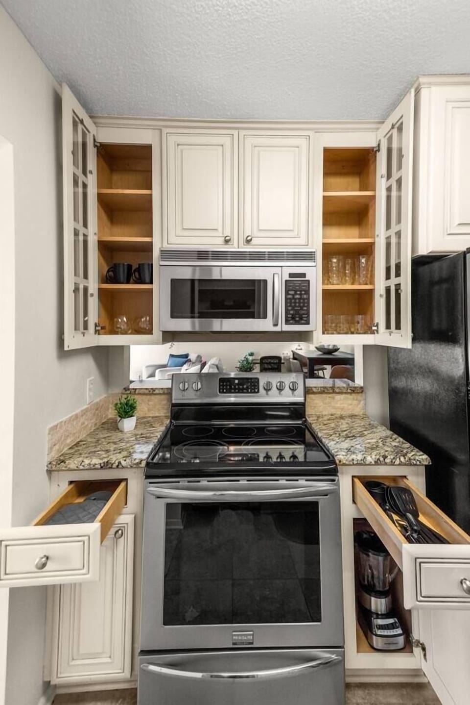 Get ready to unleash your inner chef in our fully stocked kitchen area!