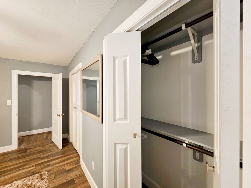 Primary room double closets 