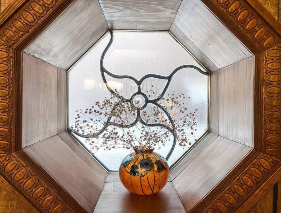 This beautiful hand blown glass vase was created by one of our guests. Check out their beautiful work at Machart Glass