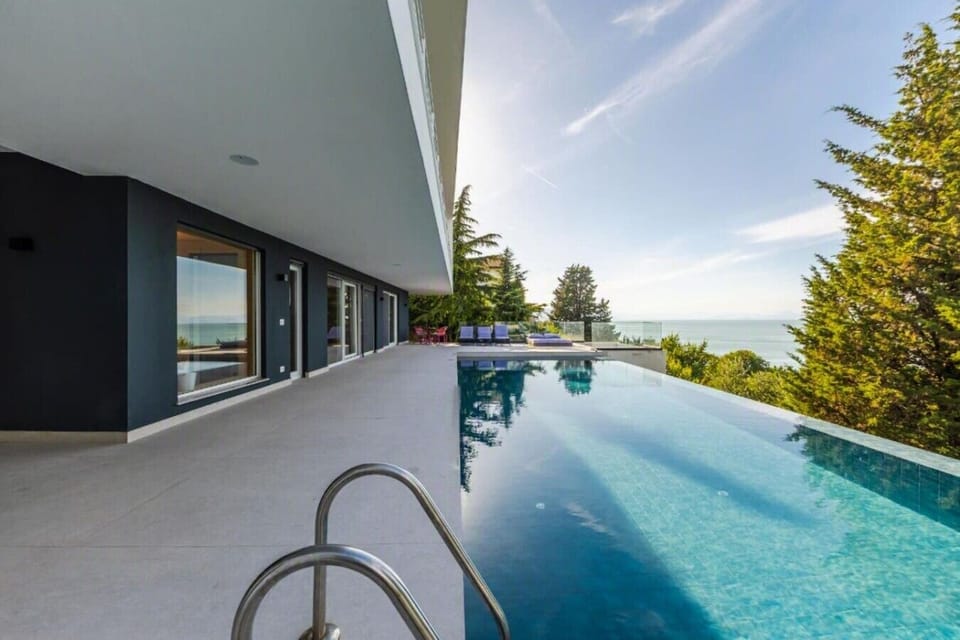 Private infinity pool with direct Lake Shkodër views in this luxury villa in Shirokë Albania.