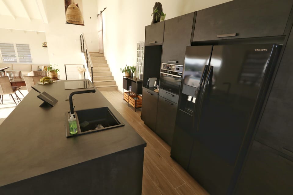 The open kitchen with cooking island