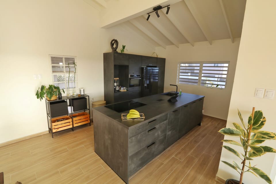 The open kitchen with cooking island