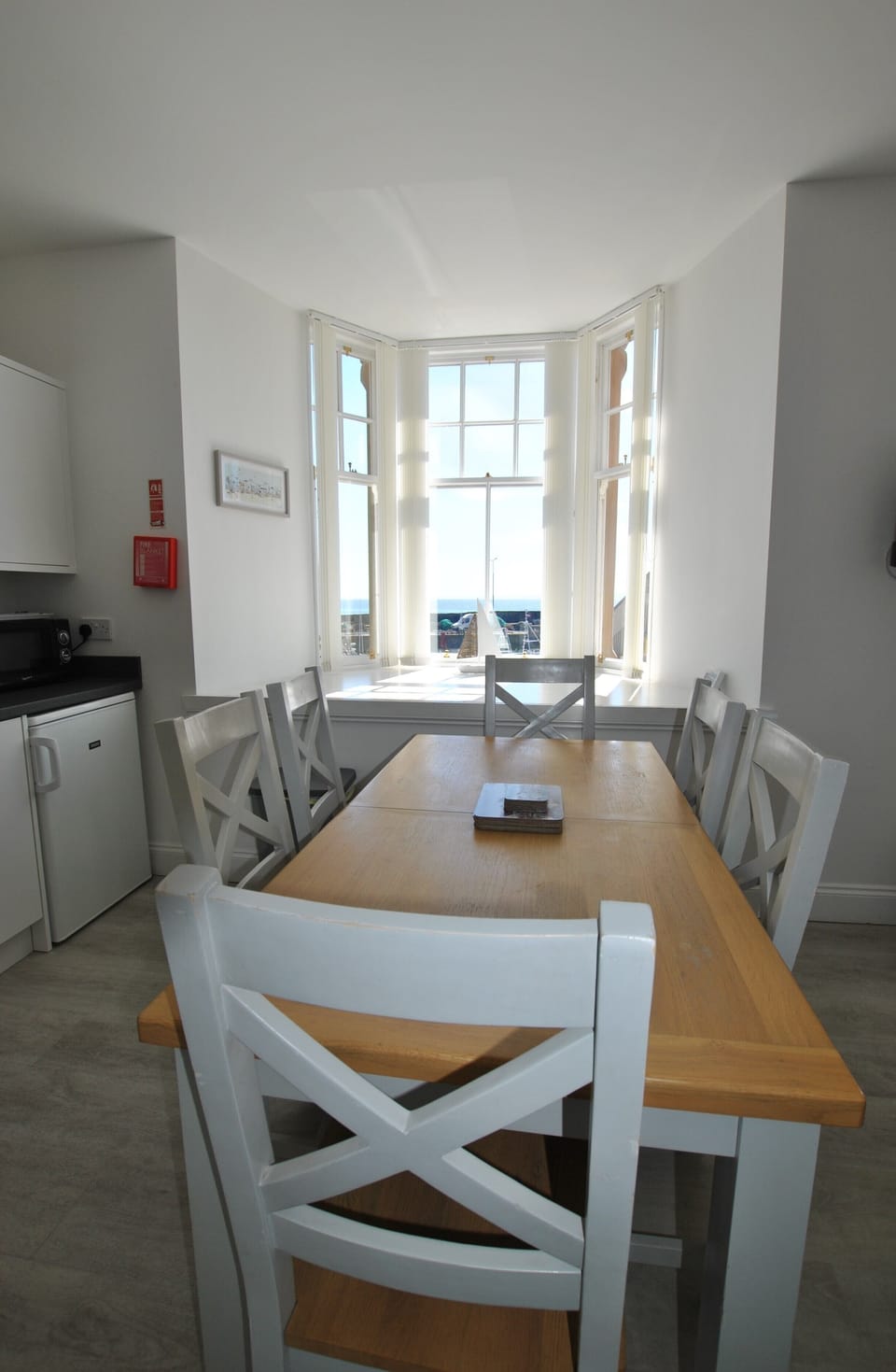 The large bay window offers views in all directions