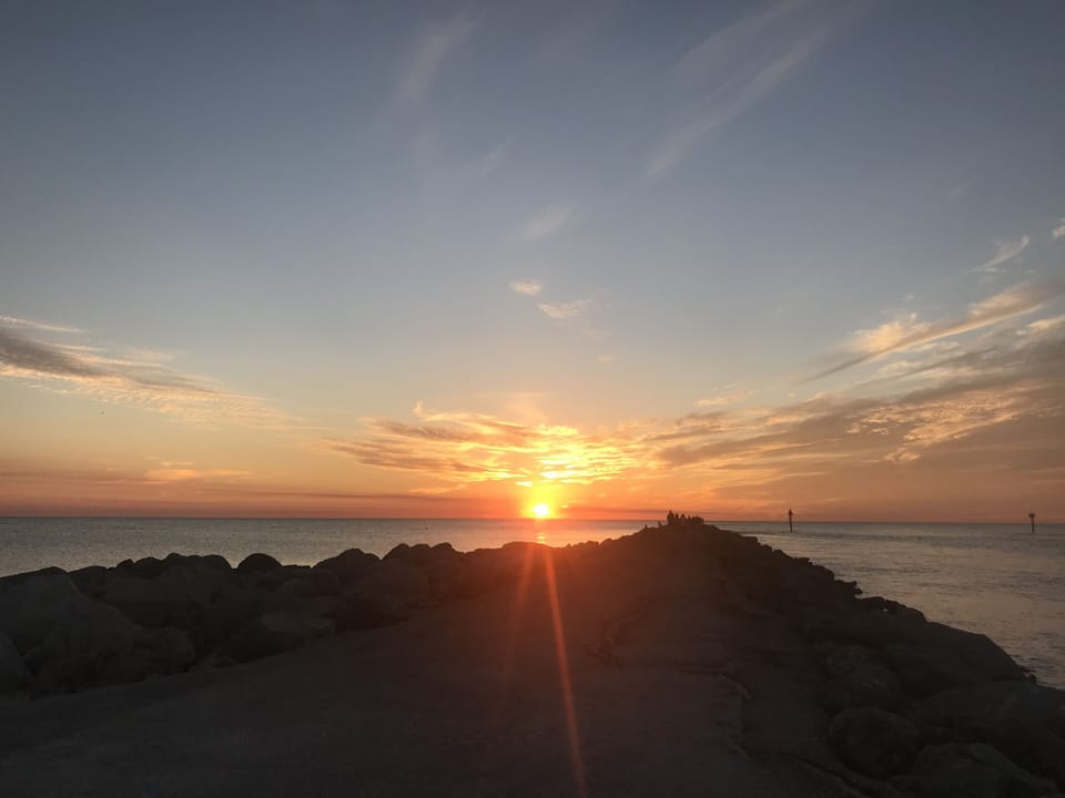 Venice jetty is a great place for dolphin watching or sunset gazing