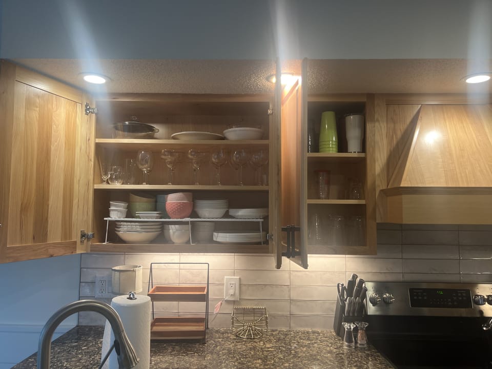 Fully stocked with dishes and serving ware 