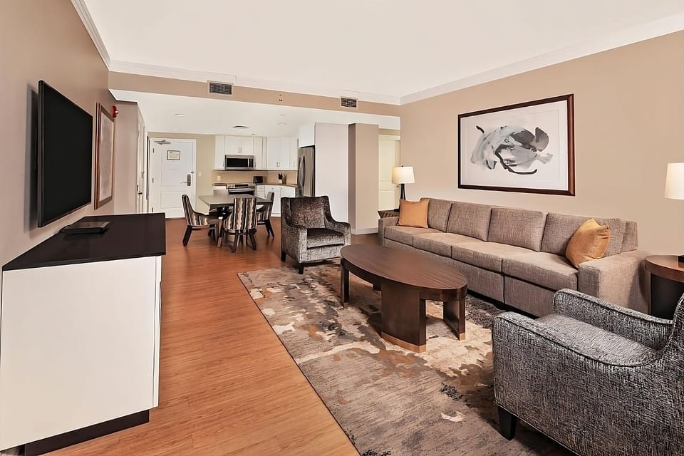 Stretch out together with plenty of seating and open space.