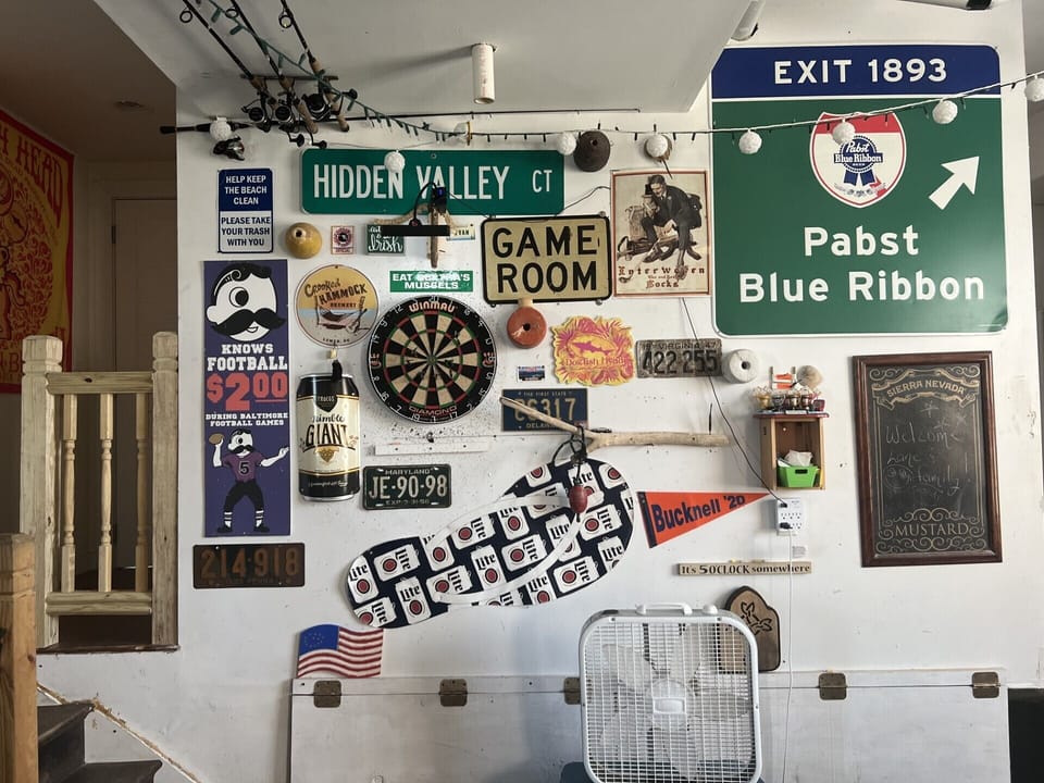 Dartboard in garage