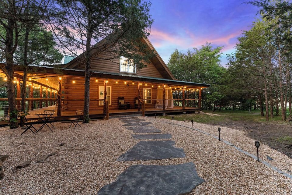 View as you're walking up the path from your car to the cabin.