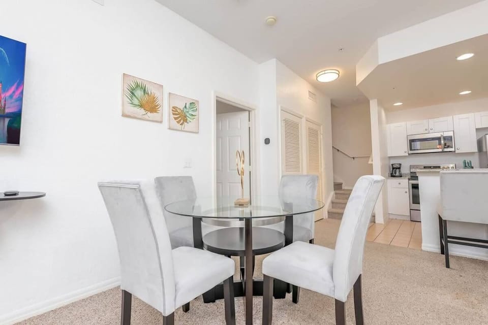 Enjoy meals together at the table for 4.