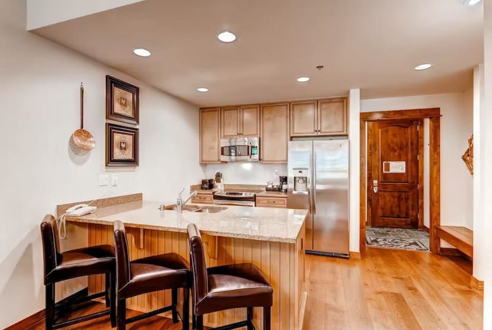 Kitchen with stainless steel appliances
