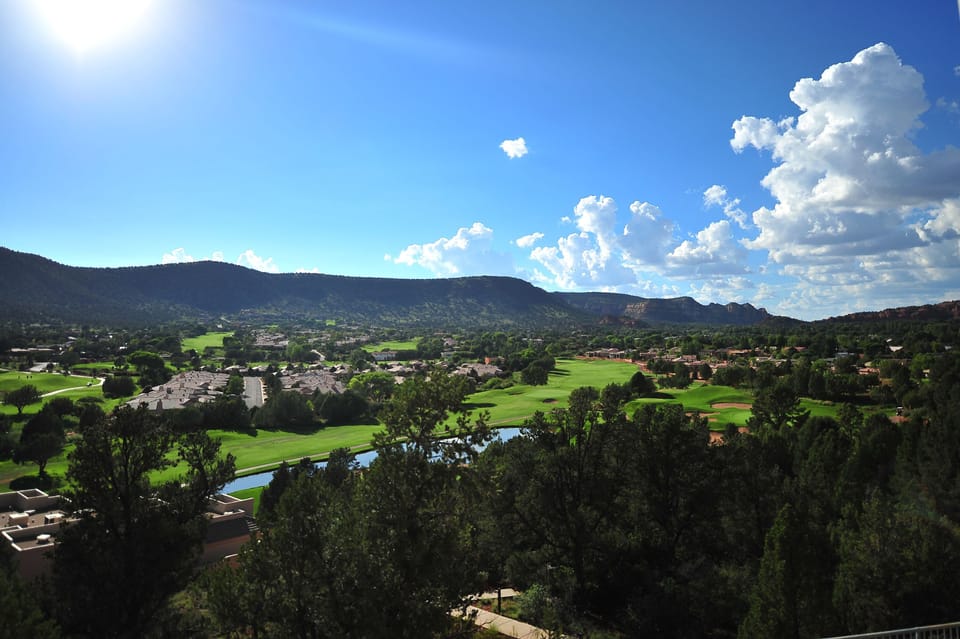 Breathe in endless views across the sunlit landscape.