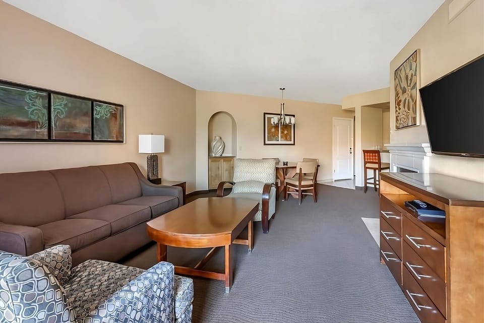 Stretch out in a roomy living area made for lounging.