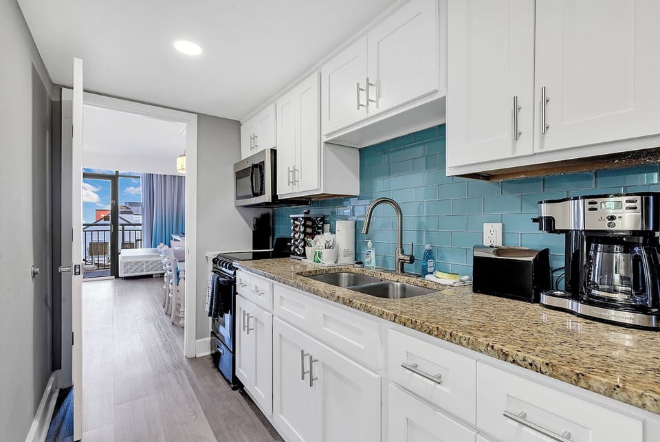 All the kitchen space you need for a staycation, work-from-home alternative, or a cozy home base.