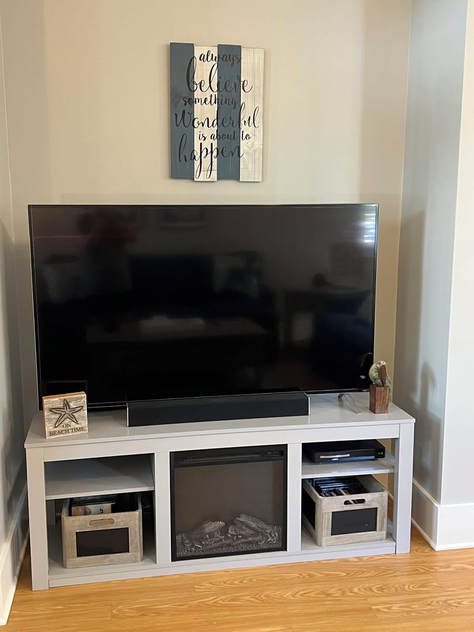 Large screen TV - bring your passwords for streaming 