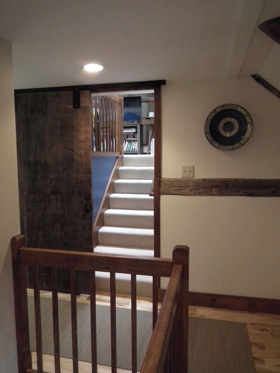 Stairs up to HUGE hay loft