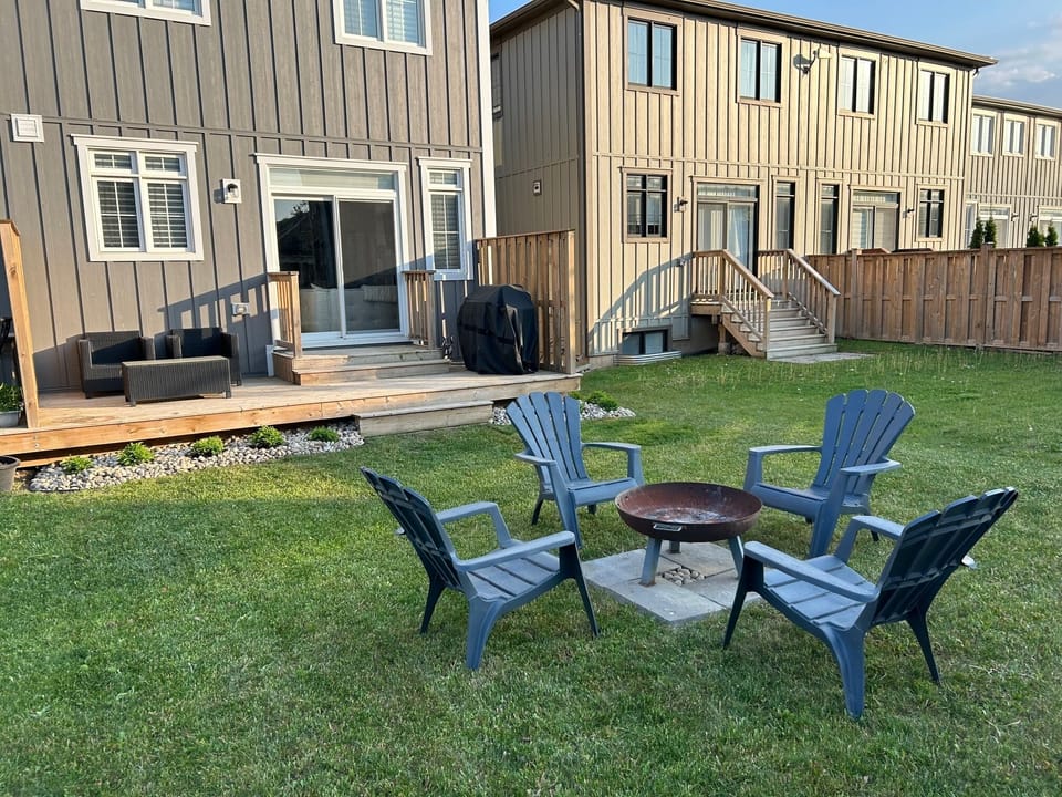 Backyard deck with bbq and fire pit