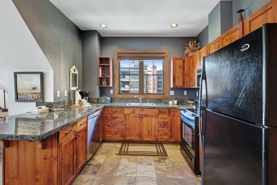 Kitchen with granite countertops