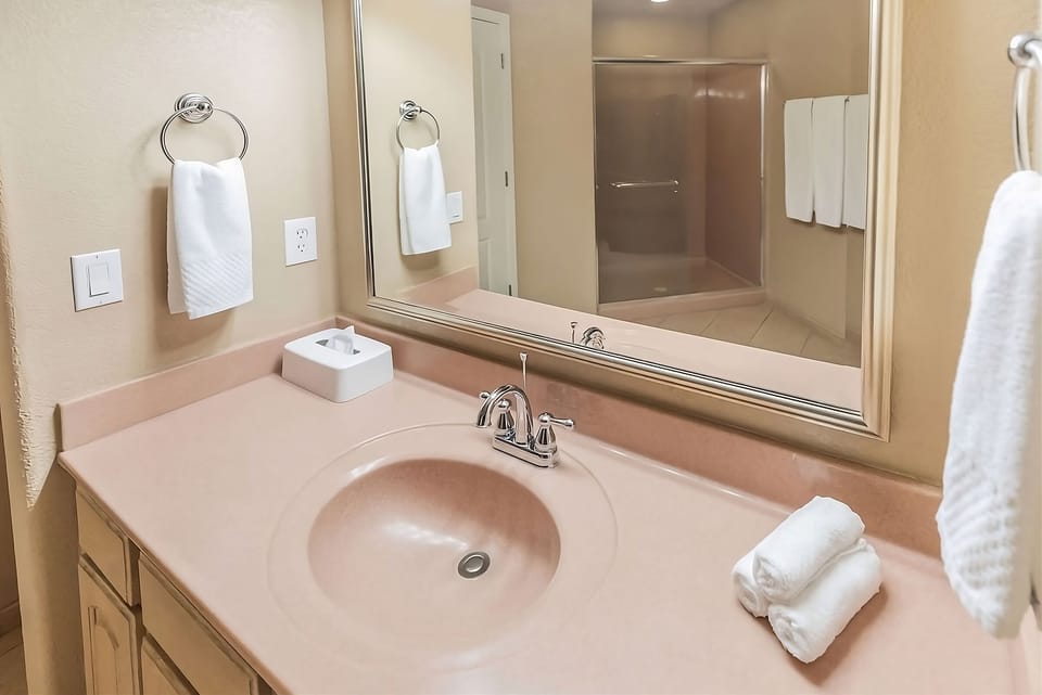 Enjoy a spotless vanity setup for effortless get-ready moments.