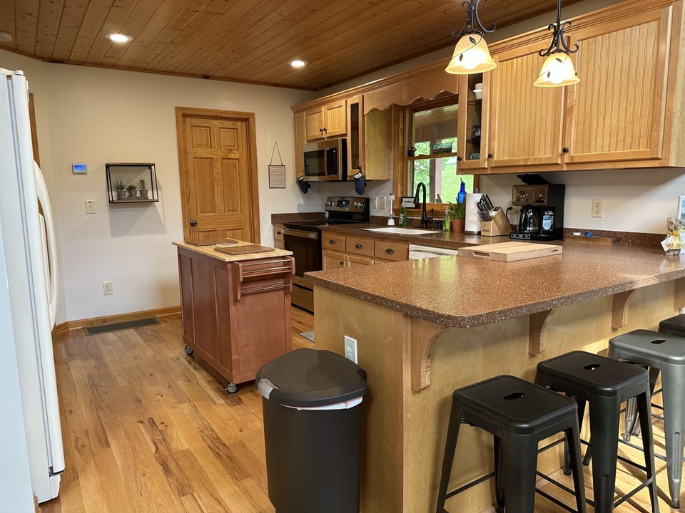 Kitchen and bar area; main level