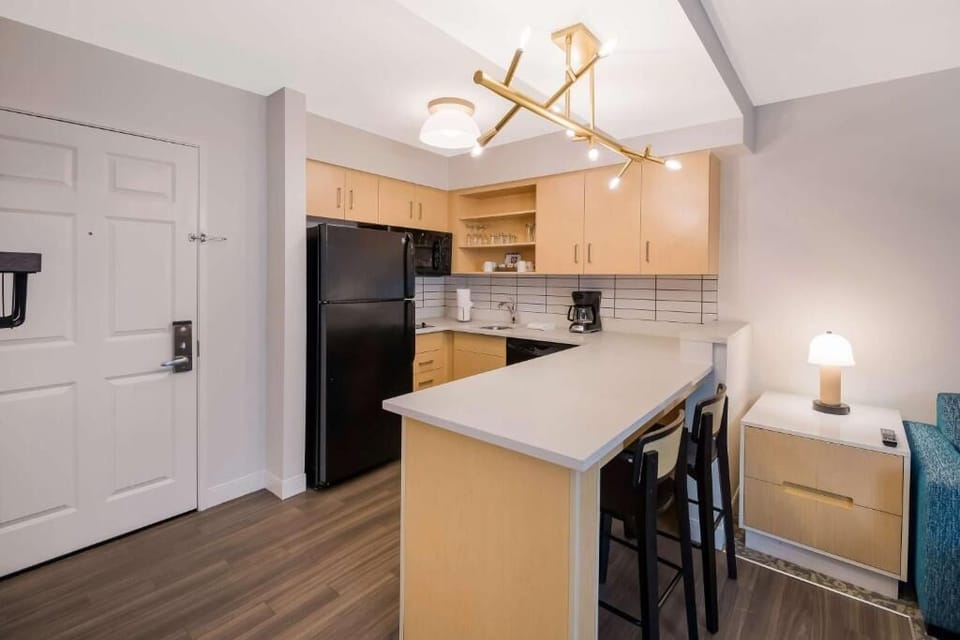 Enjoy an airy open-plan suite with space to unpack.