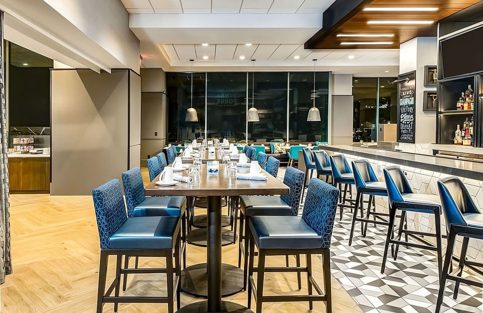 Start the evening with shared bites in a stylish dining area.