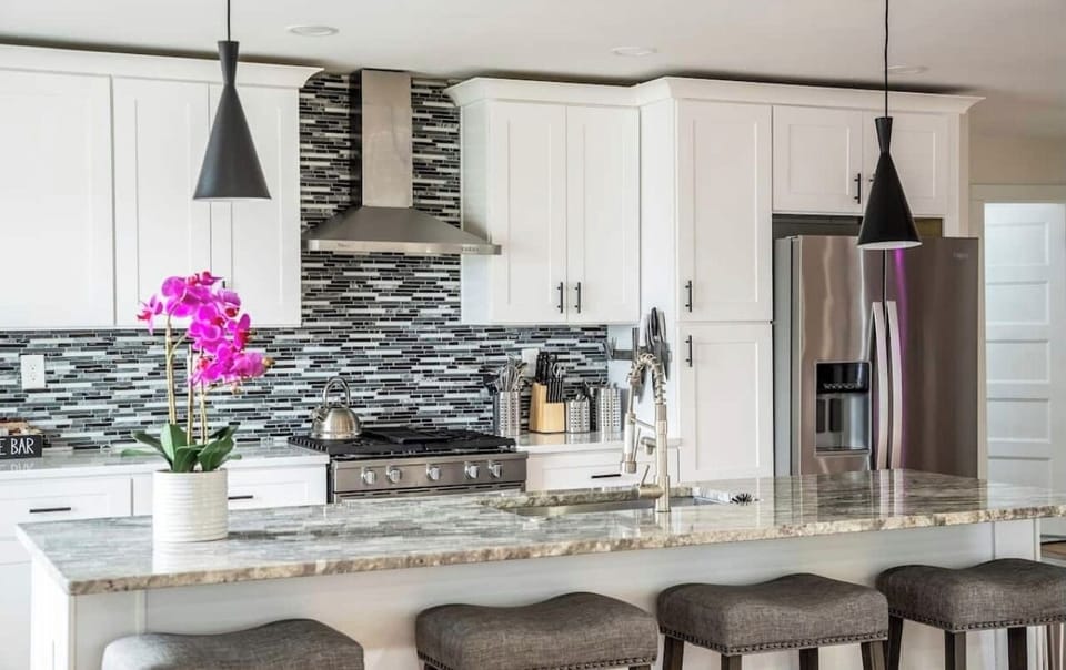 Island with bar stool seating 