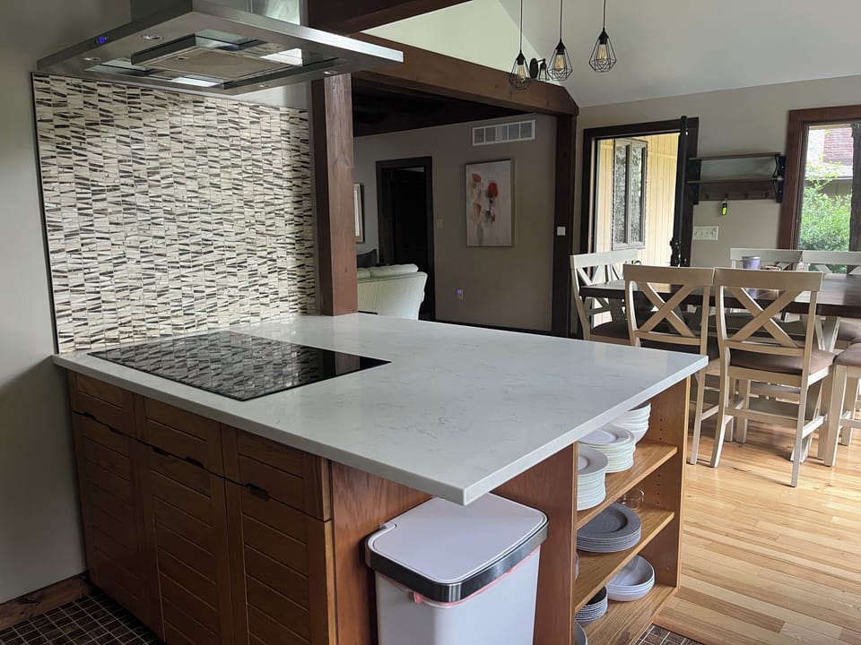 Open kitchen to the dinning room with marble counter