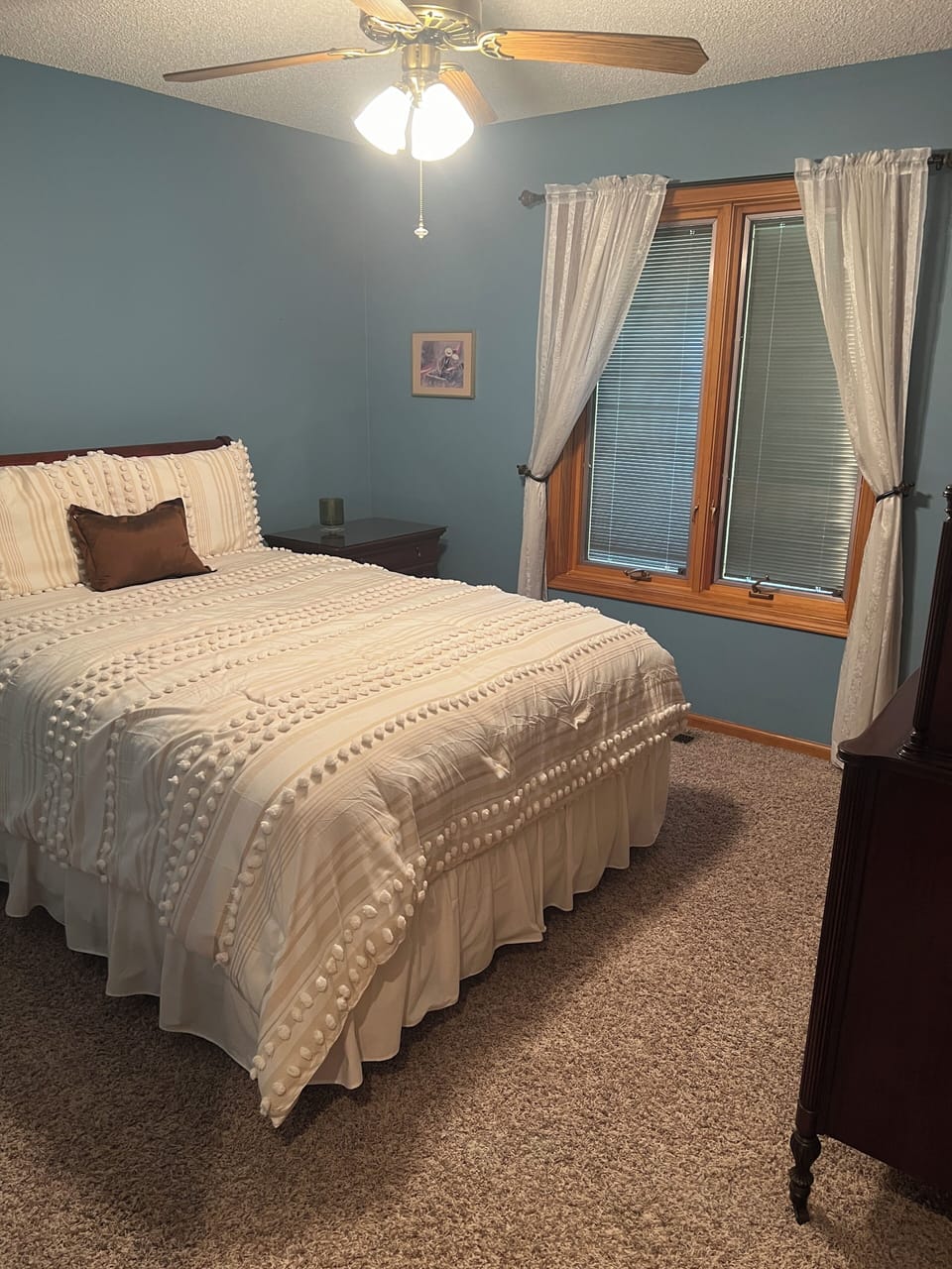 Upstairs Blue Room with queen-size bed.