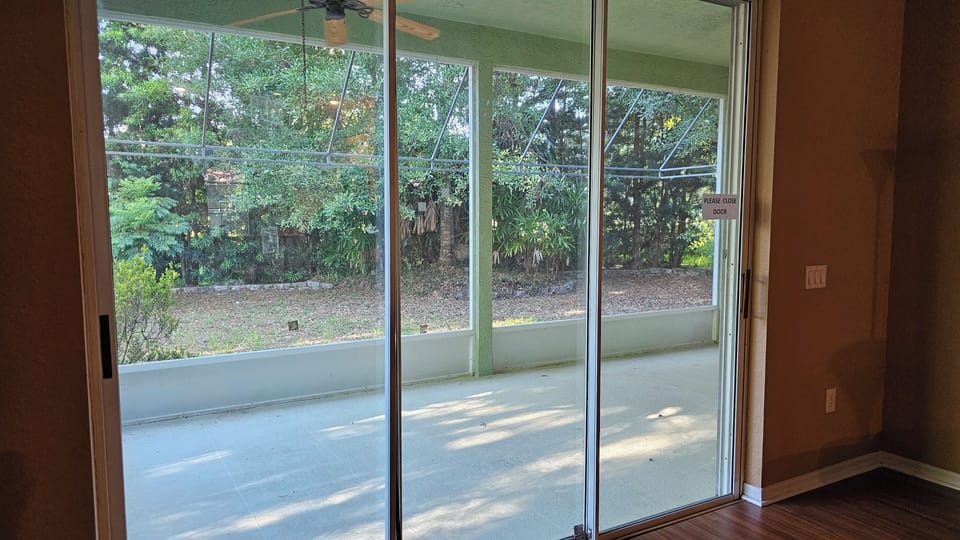 looking into patio and backyard
