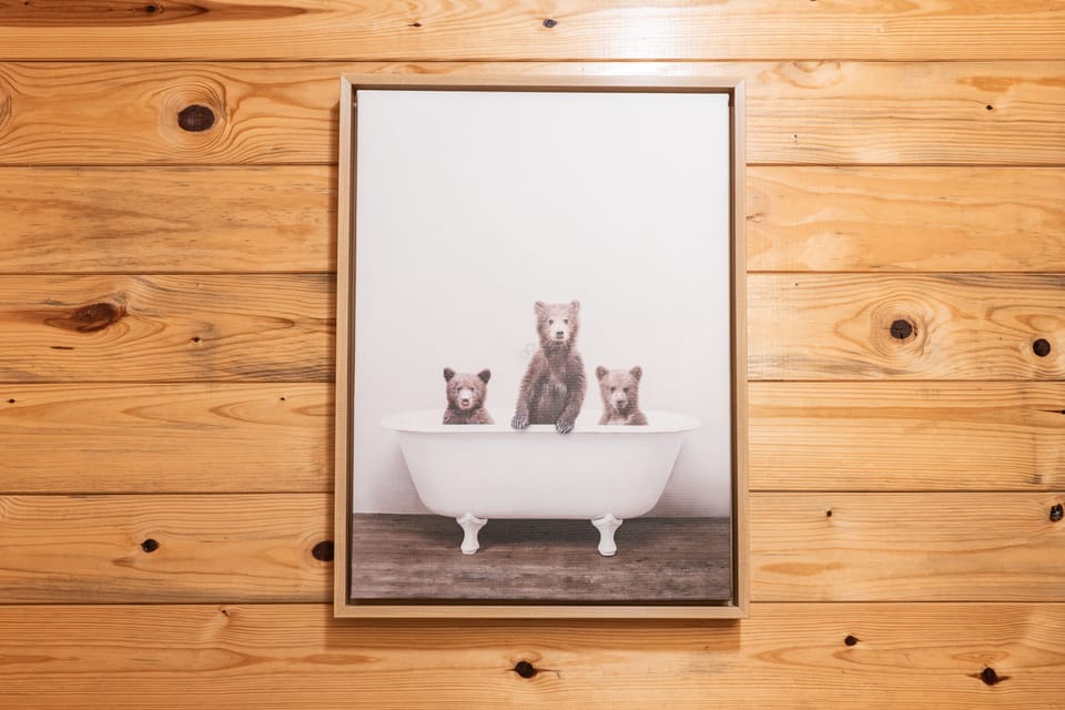 The shower/tub combo comes in handy when it's bath time for your little cubs!