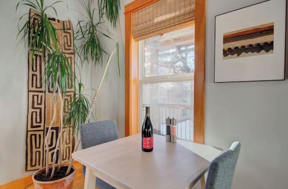 Main level: dining room table for two.