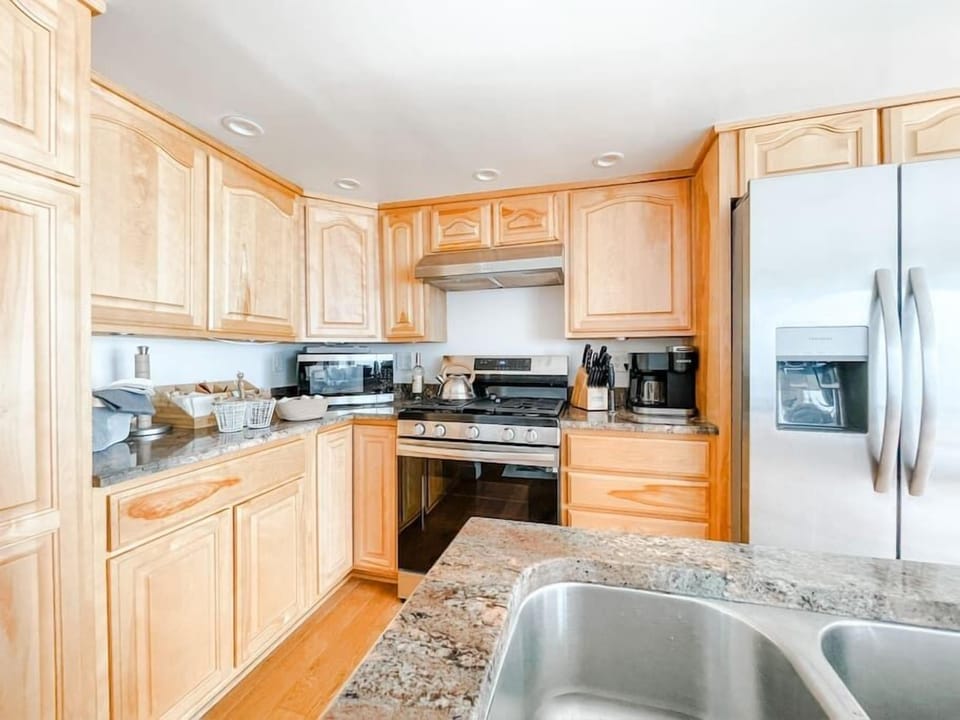 Fully stocked Kitchen with everything you will need for cooking meals in your home away from home.