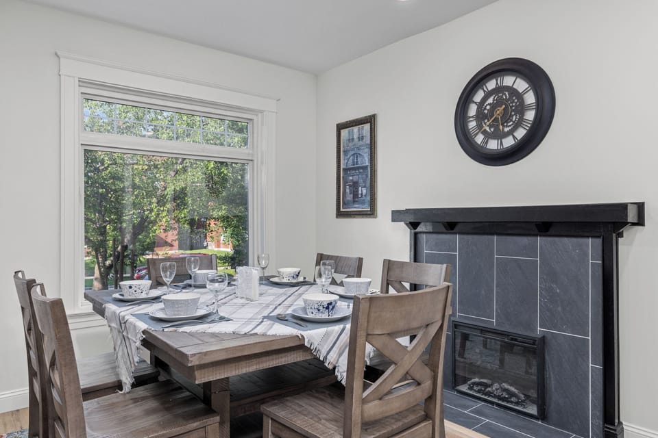 Dining Room With Electric Fireplace