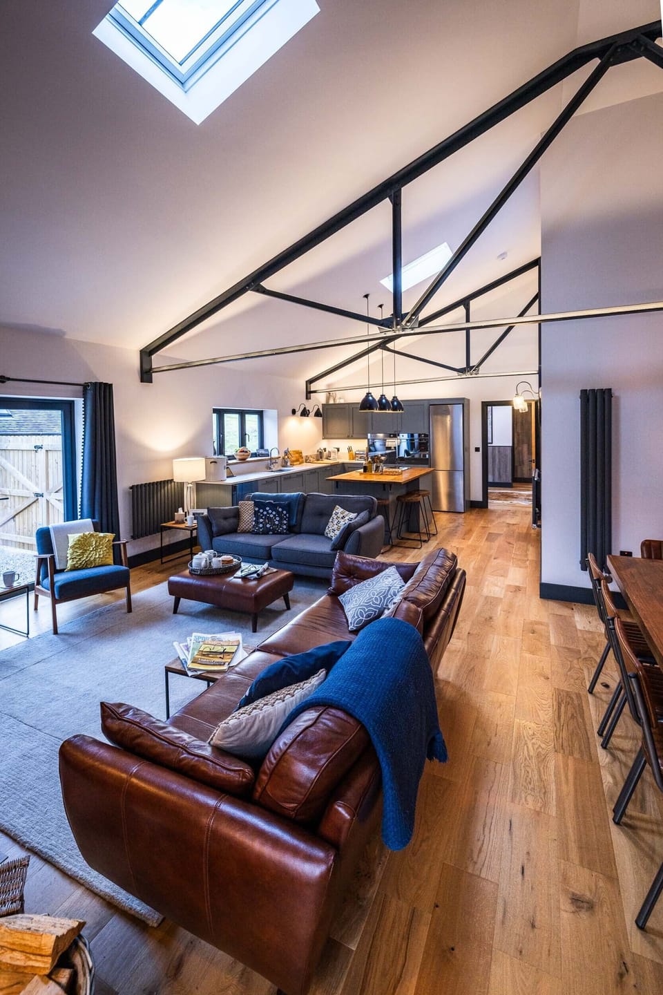 Living Space - the vaulted ceilings and rooflights flood the room with light.