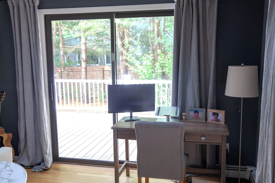 Desk w/monitor in living room