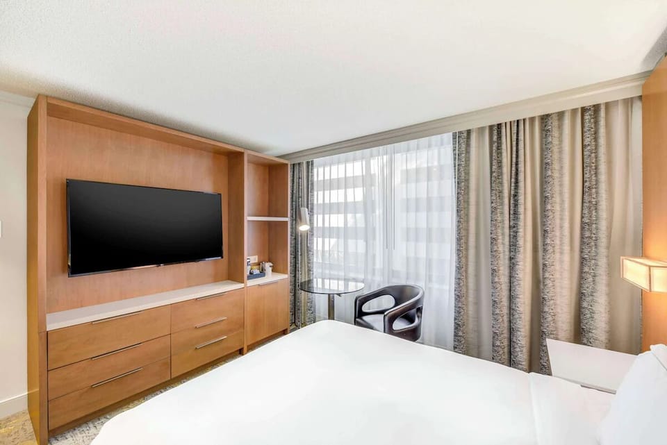 Enjoy movie nights with a large TV and cozy seating.