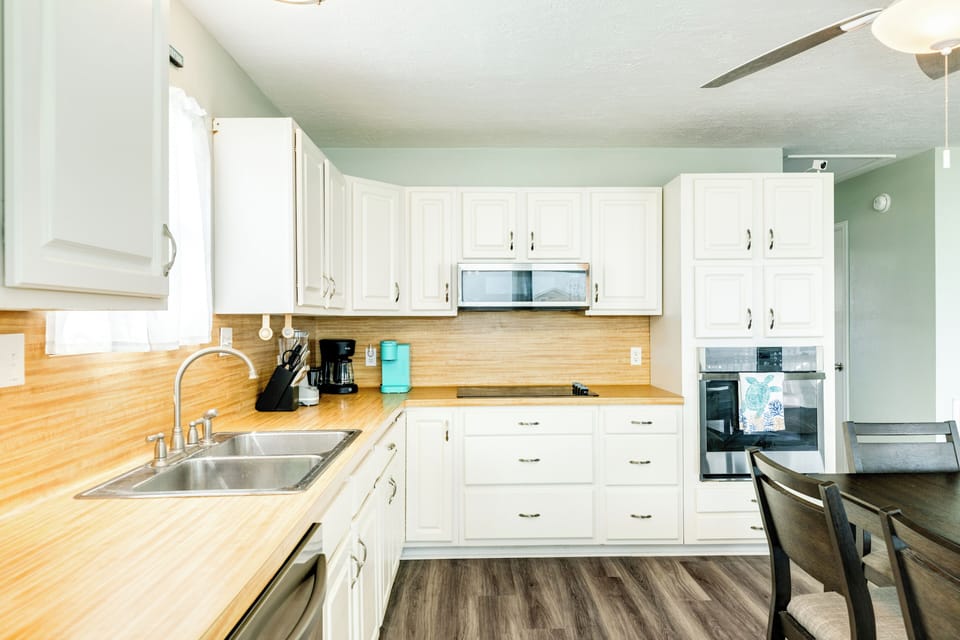 Fully equipped kitchen with stainless steel appliances