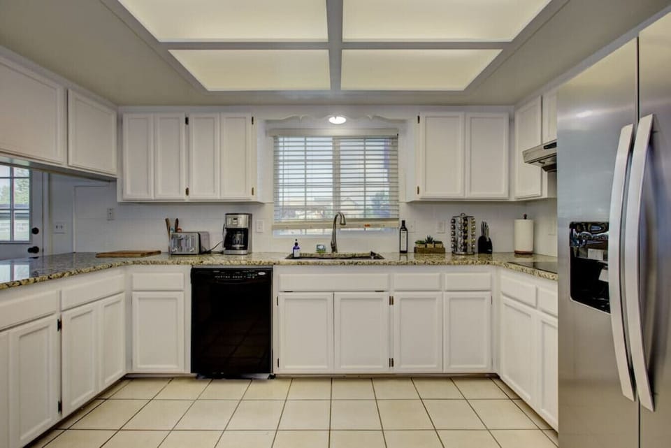 Large kitchen with big fridge!