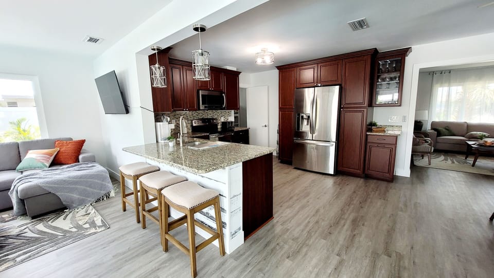 open kitchen with island 
