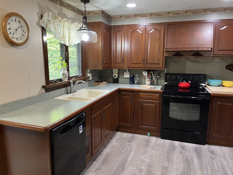 Fully stocked kitchen with plenty of gizmos and gadgets