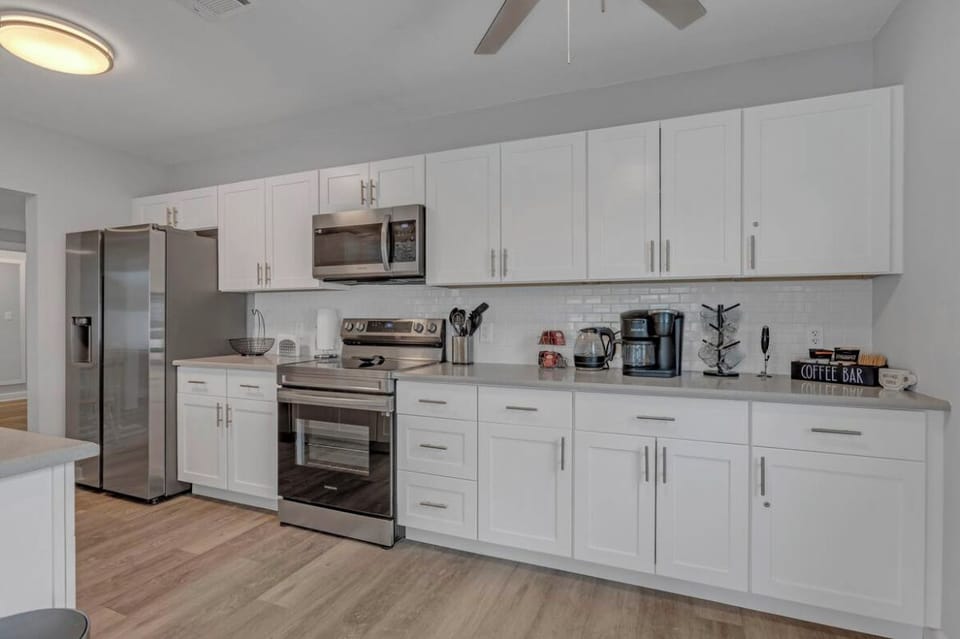 Kitchen with full coffee bar
