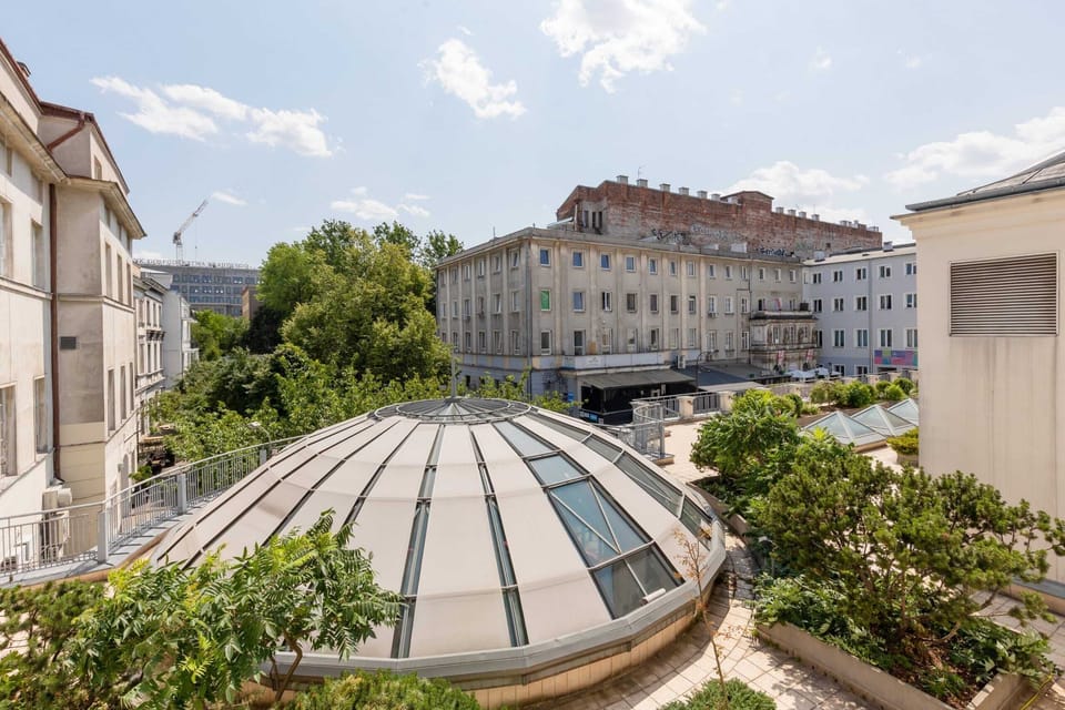 The building's surroundings. 